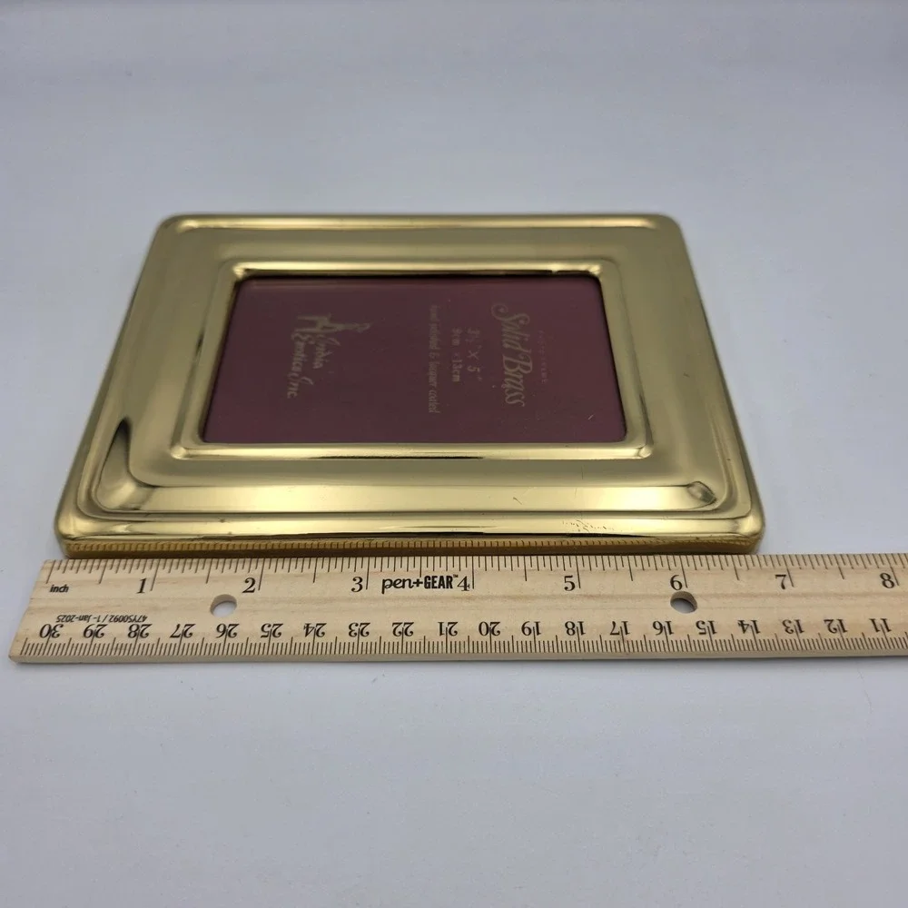 Solid Brass Picture Frame‎ Gold Red Felt Photo Holder By India Exotics 5